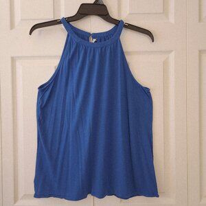 Ann Taylor Loft Womens Halter Neck Blue Tank Top XL 100% Rayon